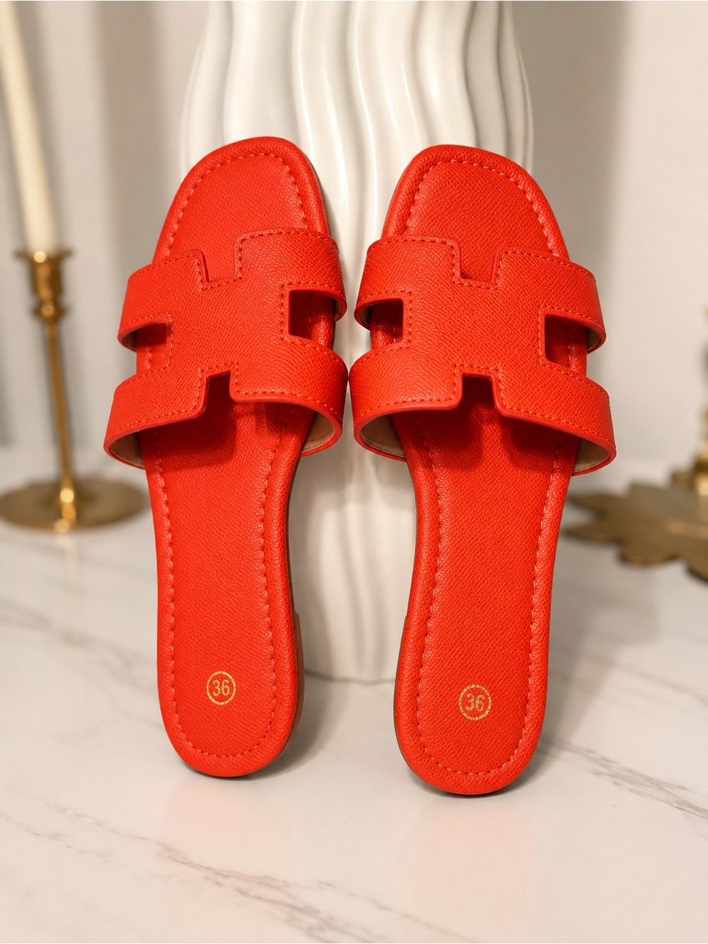Women’s Red Slide Sandals - Brand Unspecified